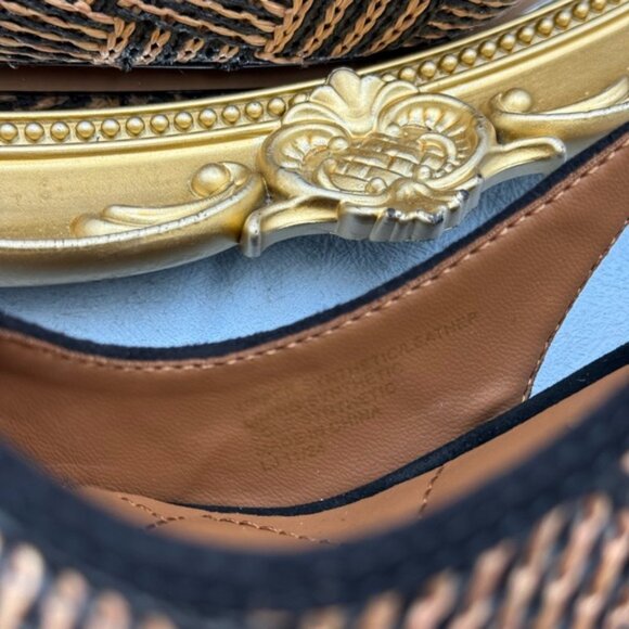 🆕 KURT GEIGER LONDON 🧿 NWOB Belgravia Slingback Heel, Black & Tan Raffia, Sz 6 - Picture 13 of 15